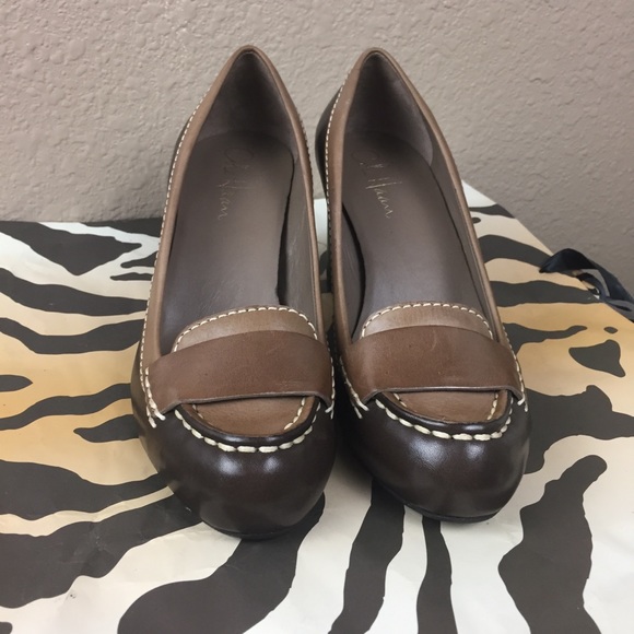 Cole Haan tan and brown leather heels size 7.5 - Picture 3 of 8